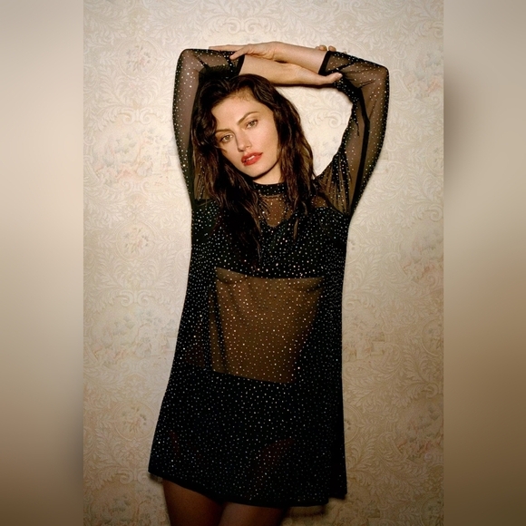 Anthropologie Eva Franco Starlight Long-Sleeve Sheer Tunic Dress - Picture 2 of 13